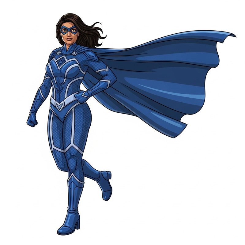 Superhero Woman in Blue Costume | Empowering South Asian Superheroine Superhero Woman in Blue Costume | Empowering South Asian Superheroine