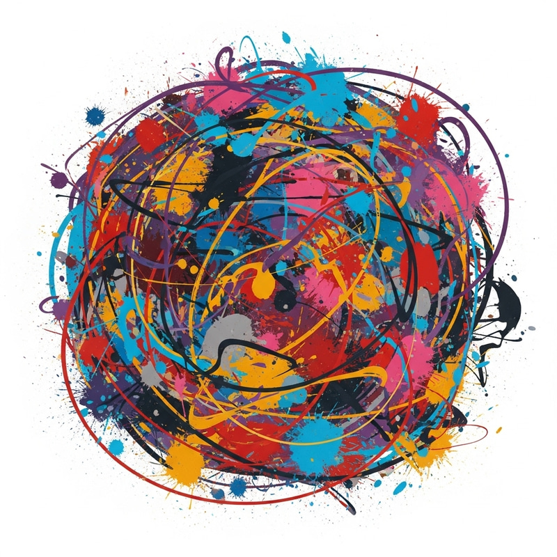 Dynamic Abstract Expressionism Painting | Energetic Colors & Bold Brushstrokes