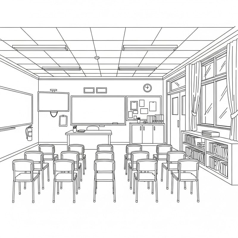Educational Classroom Sketch with SMART TV | Creative Design