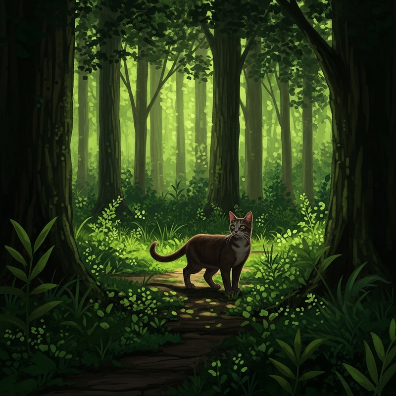 Cat in the Forest - Mysterious Beauty Cat in the Forest - Mysterious Beauty