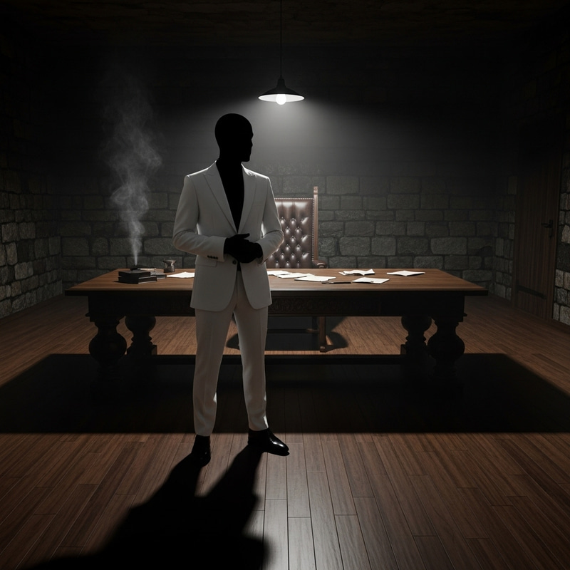 Elegant White Suit in a Secret Room Elegant White Suit in a Secret Room