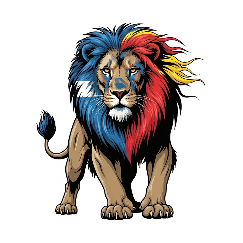 Whimsical and Fierce Patriotic Lion | Symbol of Majesty Whimsical and Fierce Patriotic Lion | Symbol of Majesty