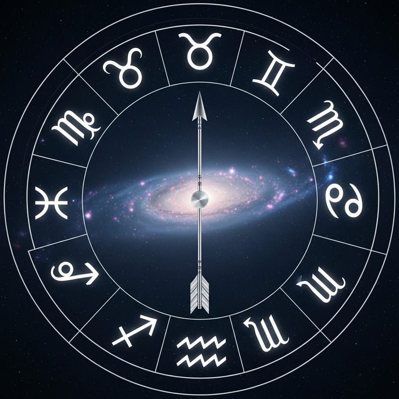 Zodiac Signs Circle with Central Arrow Zodiac Signs Circle with Central Arrow