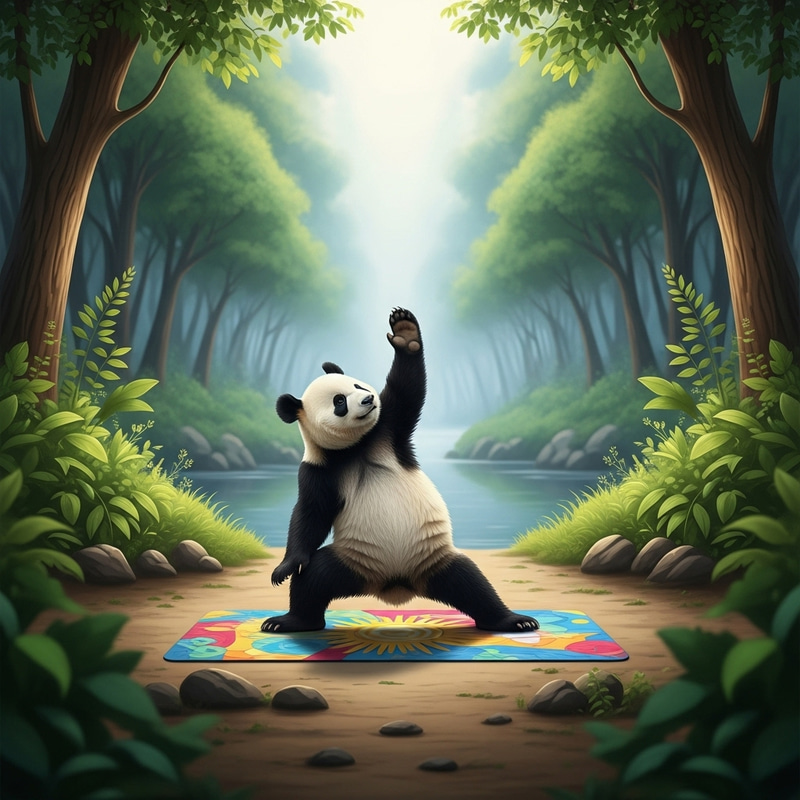 Tranquil Panda Yoga in Nature | Surya Namaskar Posture Tranquil Panda Yoga in Nature | Surya Namaskar Posture