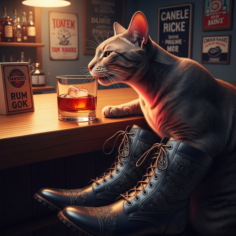 Cat in Boots Drinking Rum Cat in Boots Drinking Rum