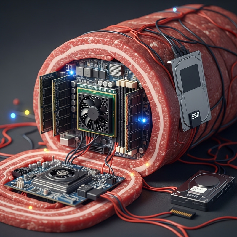 Tech Meets Flavor: Computer Components Inside a Meat Roll for Delightful Durums Tech Meets Flavor: Computer Components Inside a Meat Roll for Delightful Durums