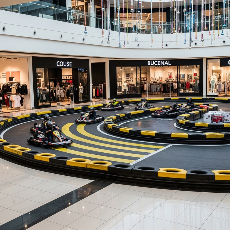 Yellow and Black Indoor Go-Karting Track in Mall | Exciting Racing Experience Yellow and Black Indoor Go-Karting Track in Mall | Exciting Racing Experience