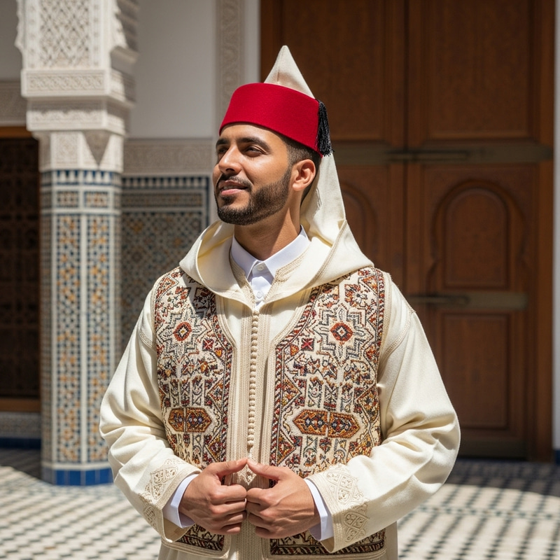 Man in Moroccan Attire: Traditional Clothin... Man in Moroccan Attire: Traditional Clothin...
