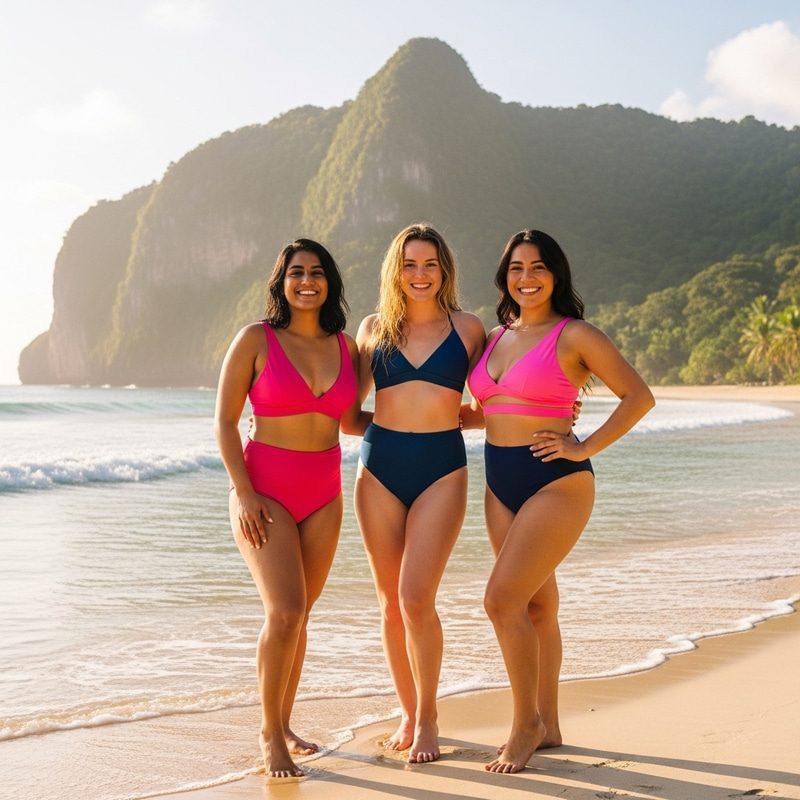 Radiant Beach Confidence: Diverse Women Embracing Body Positivity Radiant Beach Confidence: Diverse Women Embracing Body Positivity