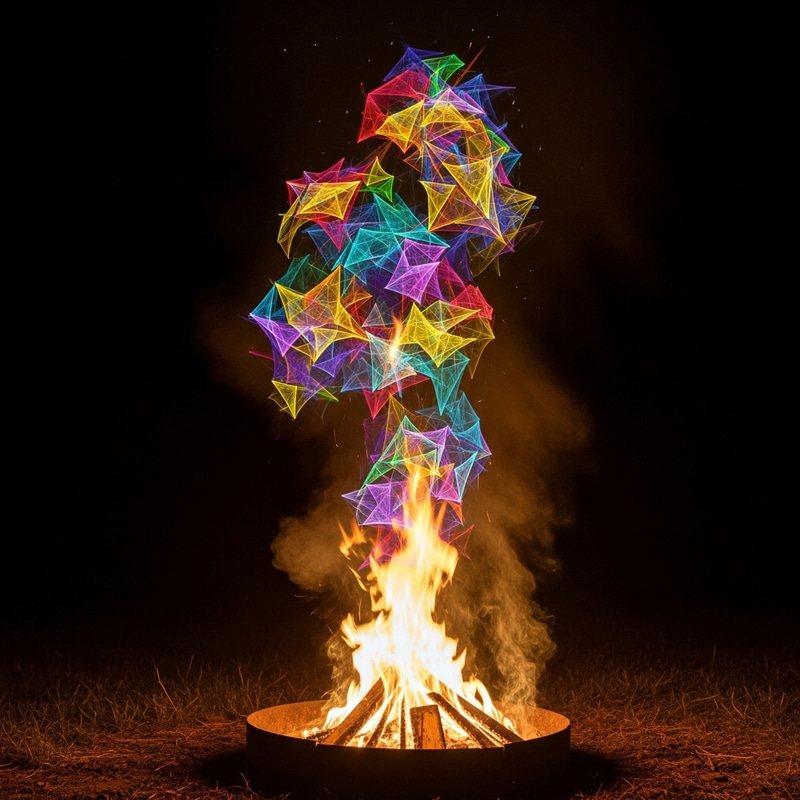 Vivid Campfire Smoke Transforms into Geometric Fractal Vivid Campfire Smoke Transforms into Geometric Fractal
