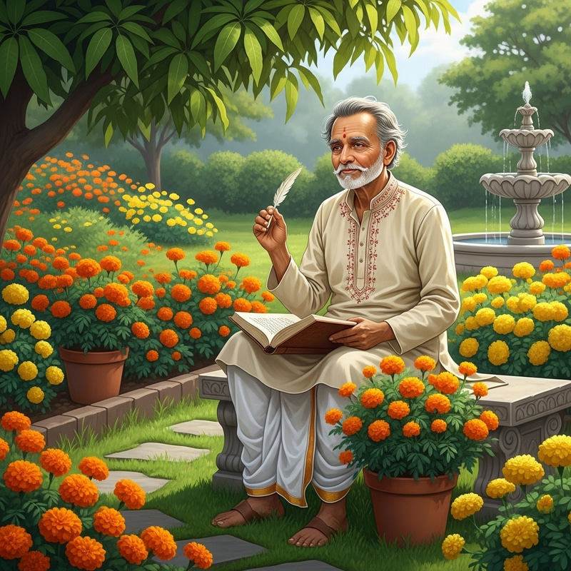 Bhavani Prasad Mishra - Serene Fictional Poet in Traditional Attire
