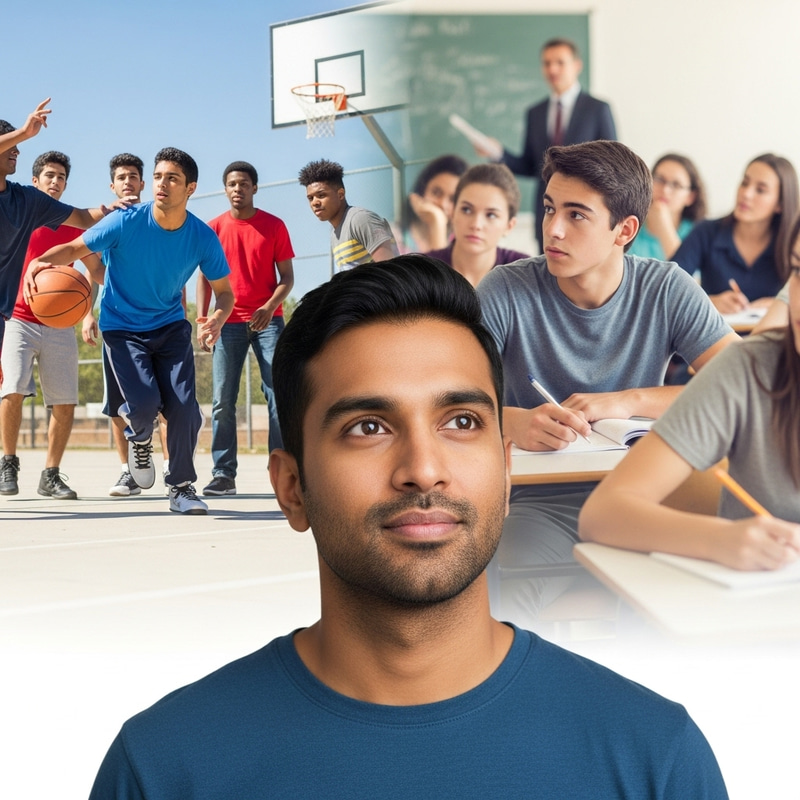 Close-up of Adult with Student Memories | Basketball & Classroom Scenes Close-up of Adult with Student Memories | Basketball & Classroom Scenes