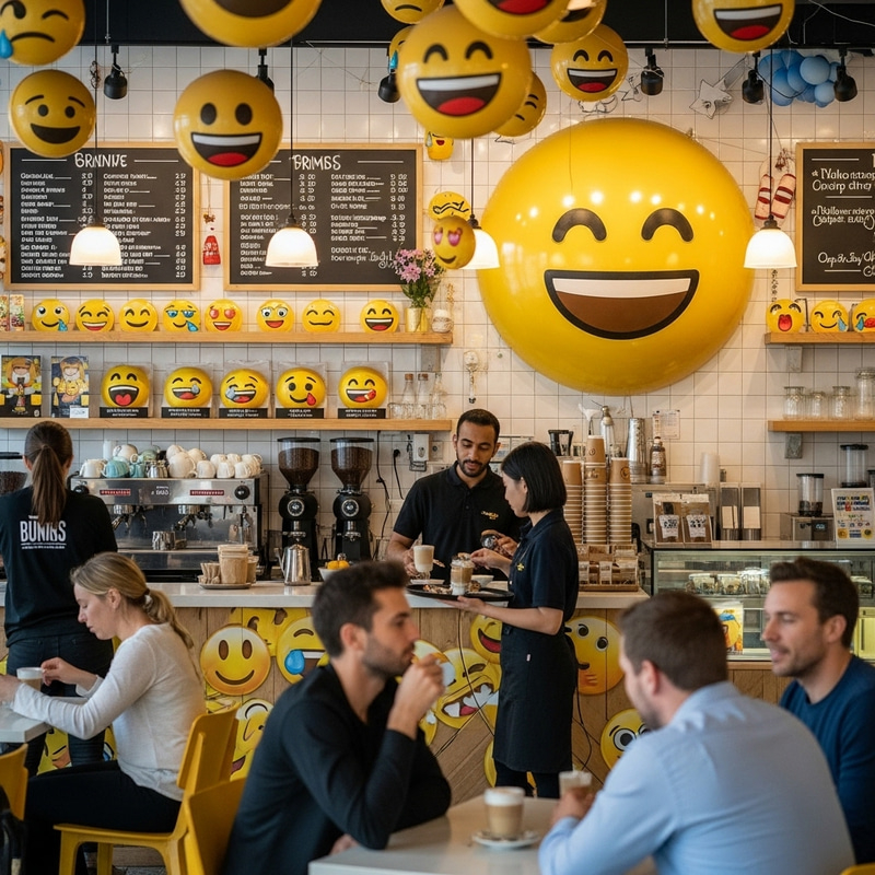Emoji Cafe: Joyful Atmosphere & Smiling Emojis