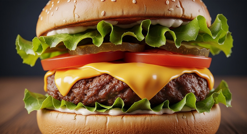 Mouthwatering Cheeseburger: Juicy Patty, Melted Cheese & Fresh Veggies Mouthwatering Cheeseburger: Juicy Patty, Melted Cheese & Fresh Veggies