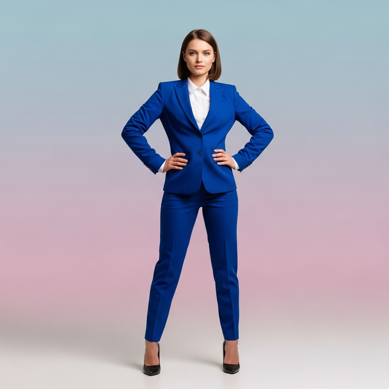 Stylish Woman in Blue Suit - Confidence & Elegance Stylish Woman in Blue Suit - Confidence & Elegance