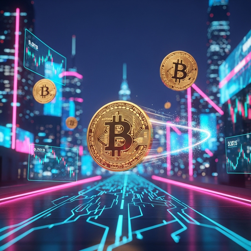 Futuristic Bitcoin Metropolis: Neon Lights & Exponential Growth Futuristic Bitcoin Metropolis: Neon Lights & Exponential Growth