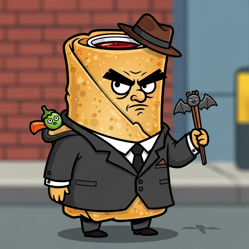 Spring Roll Mafia Mobster Cartoon Character