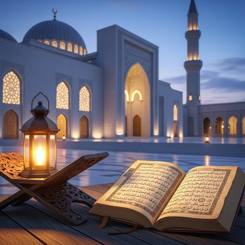 The Light of Islam - Illuminated Mosque & Elegant Qur'an