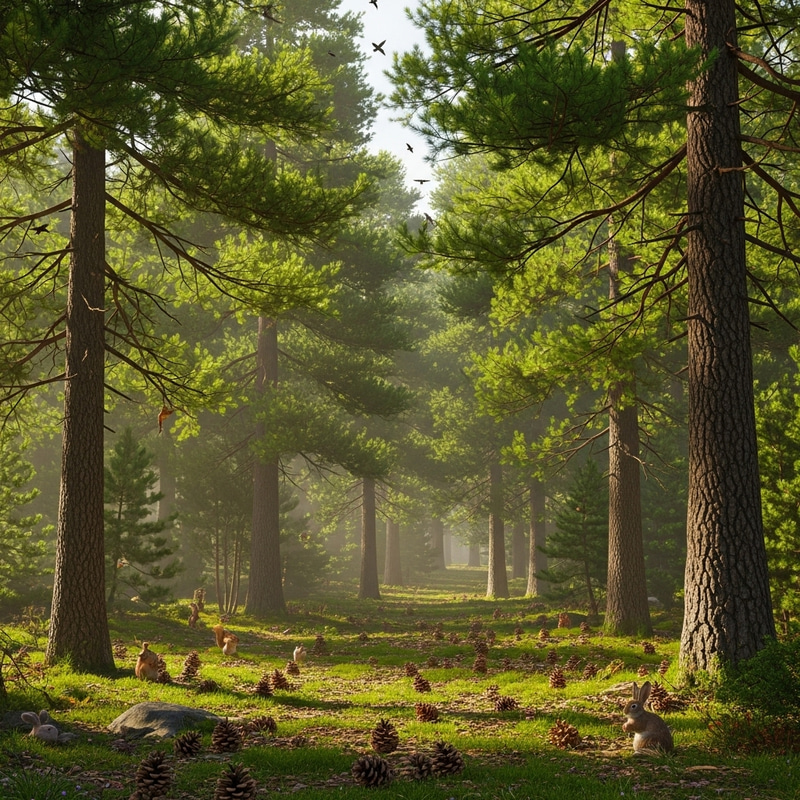 Bosque de Coníferas: Tranquil Pine Forest with Enchanting Wildlife