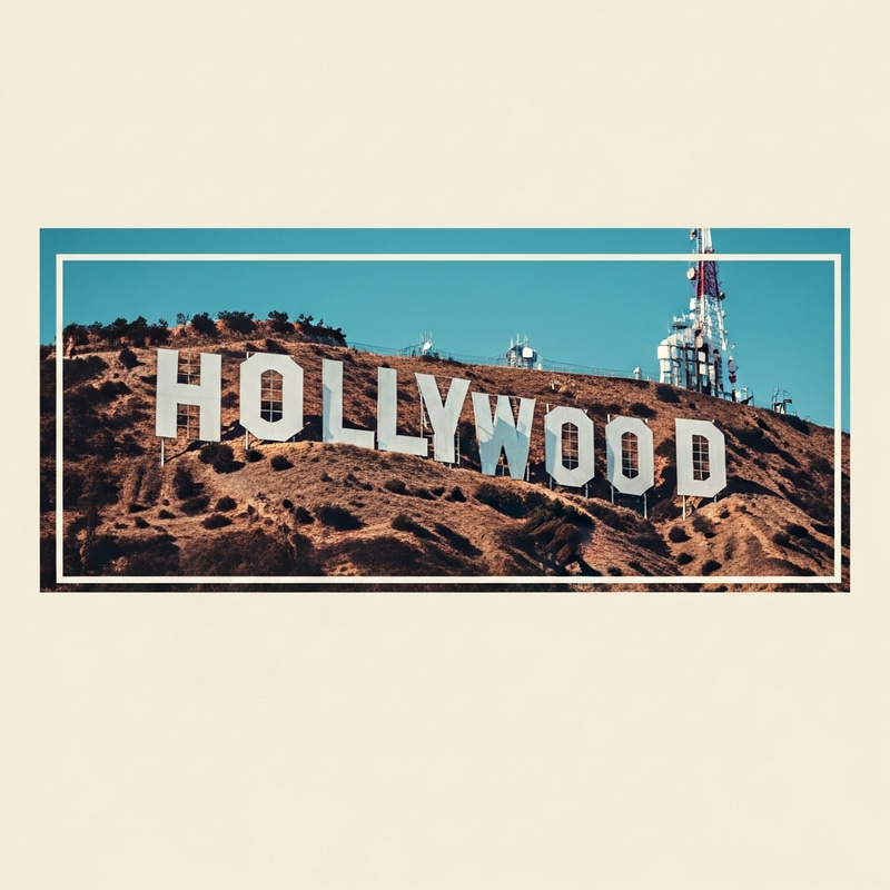 Hollywood Letters in Vintage Aesthetic Frame Hollywood Letters in Vintage Aesthetic Frame