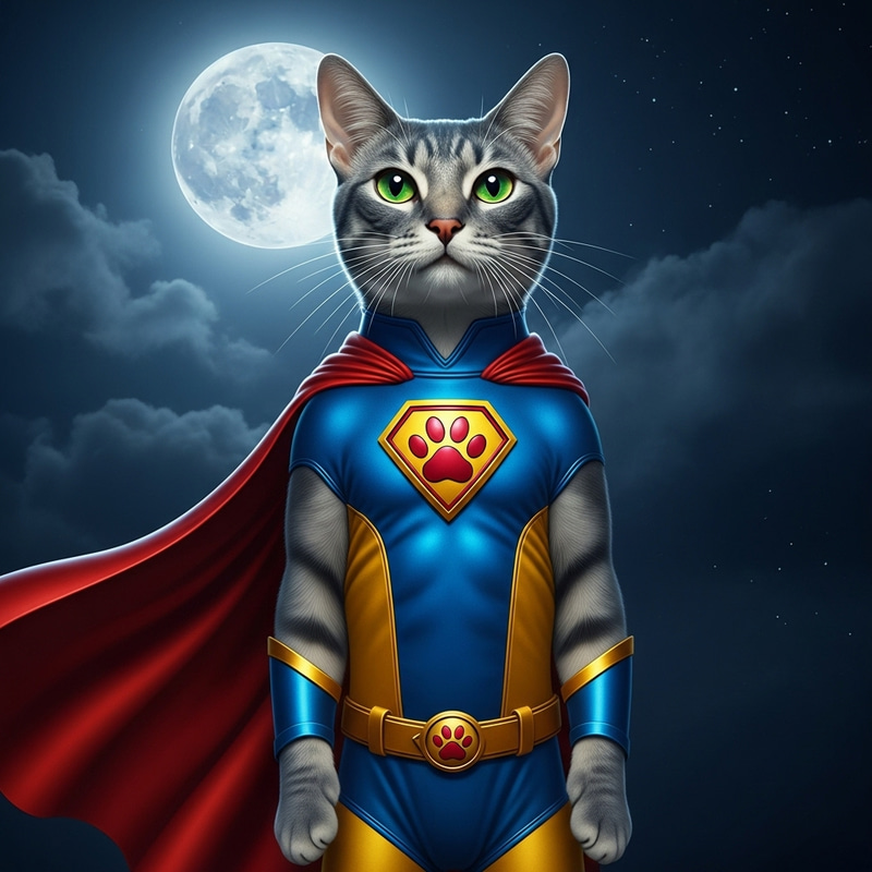 Superhero Cat - The Dark Knight's Guardian