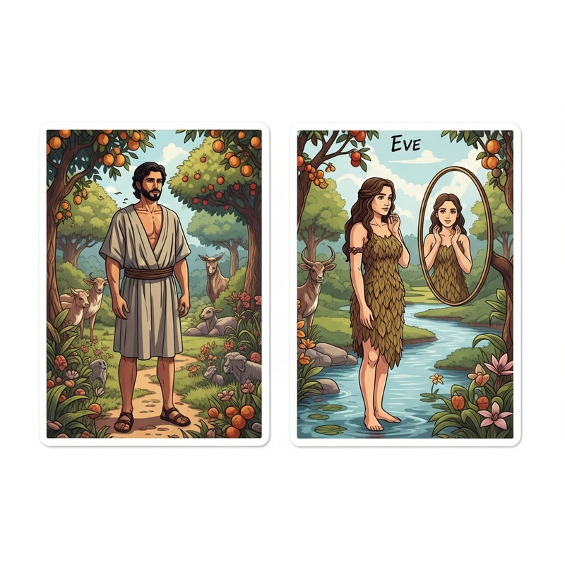 Adam and Eve Stickers - Unique Biblical Characters Set Adam and Eve Stickers - Unique Biblical Characters Set