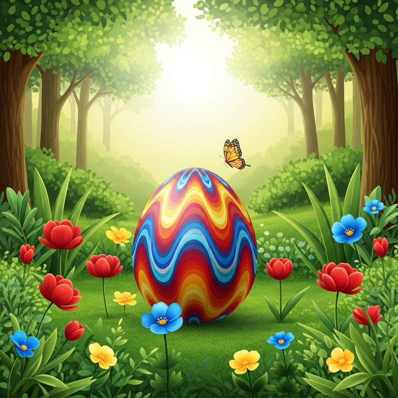 Lush Easter Egg in Vibrant Garden | Serene Celebration Lush Easter Egg in Vibrant Garden | Serene Celebration