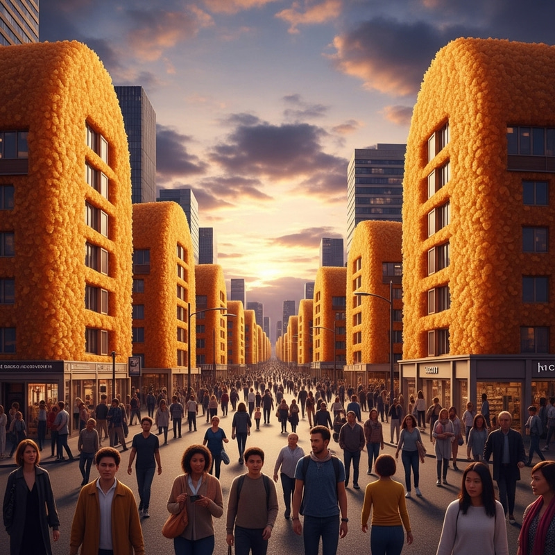 Croquette Cityscape Charm | Sunset Urban Beauty