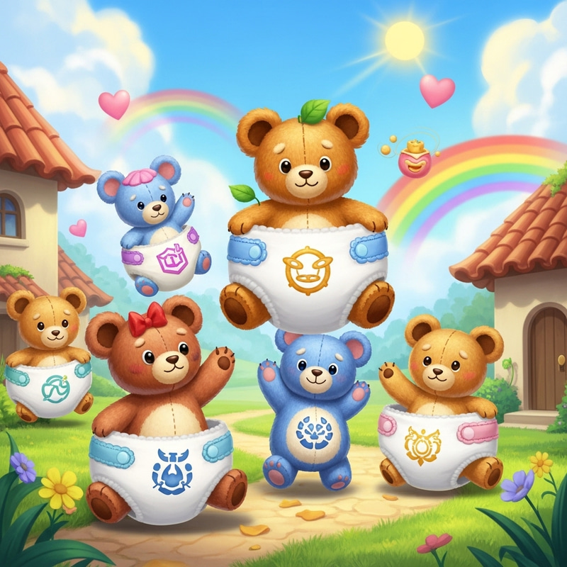 Charming Care Bears in Colorful Fantasy with ABDL Diapers