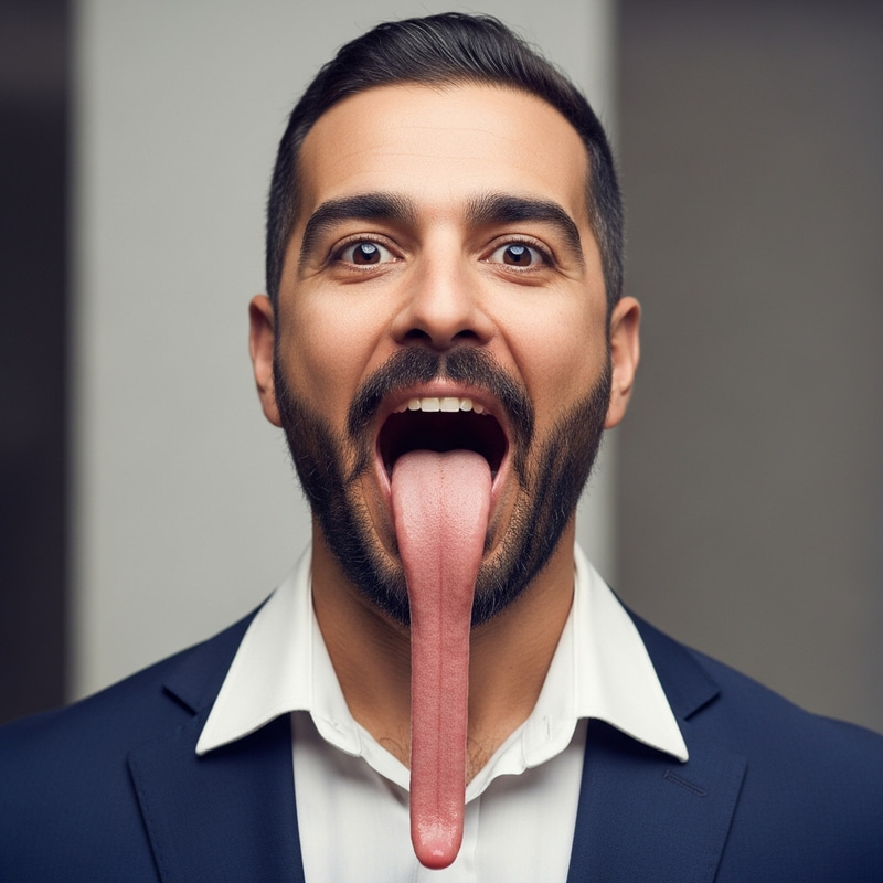 Middle Eastern Man with Unusually Long Tongue | Startling Image Middle Eastern Man with Unusually Long Tongue | Startling Image