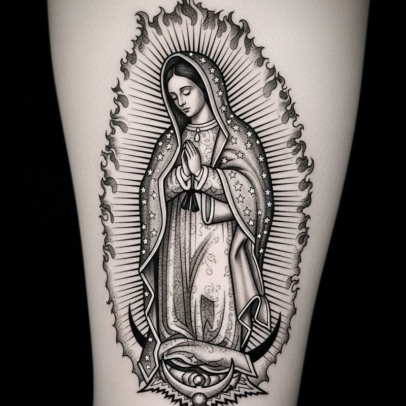 Stunning Virgen de Guadalupe Tattoo Design Stunning Virgen de Guadalupe Tattoo Design