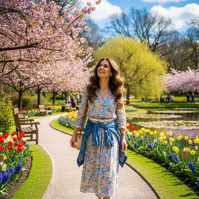Beautiful Woman Enjoying Springtime in the Park Beautiful Woman Enjoying Springtime in the Park