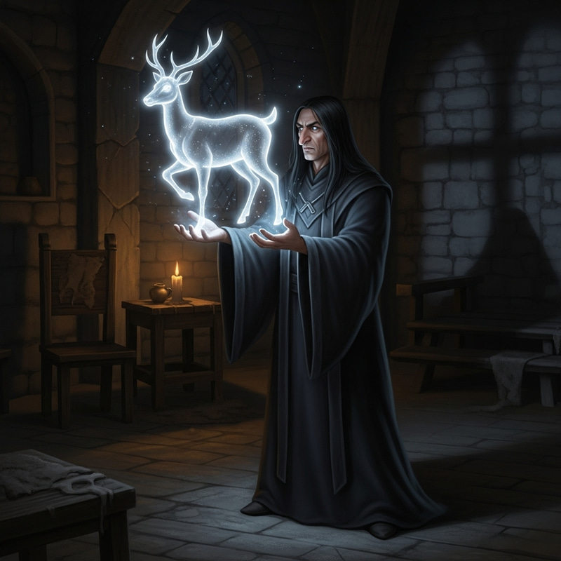 Severus Snape with Patronus | Spectral Doe Fantasy Art Severus Snape with Patronus | Spectral Doe Fantasy Art