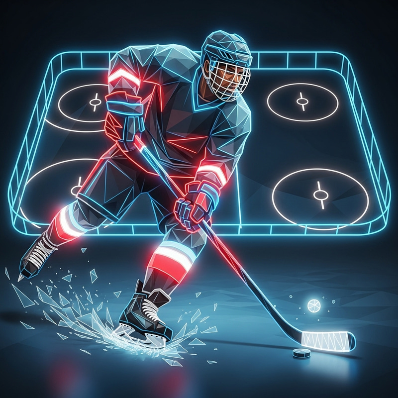 Neon Polygonal Hockey Player Design Neon Polygonal Hockey Player Design