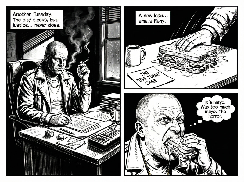 Gritty Noir Comic: Humorous 3 Panel Adventures Gritty Noir Comic: Humorous 3 Panel Adventures