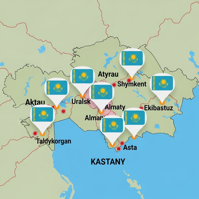 Map of Kazakhstan with Key Cities: Aktau, Atyrau, Uralsk & More Map of Kazakhstan with Key Cities: Aktau, Atyrau, Uralsk & More