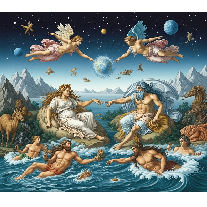 The Greek Creation Myth: Gaia, Uranus & the Genesis of Cosmos The Greek Creation Myth: Gaia, Uranus & the Genesis of Cosmos