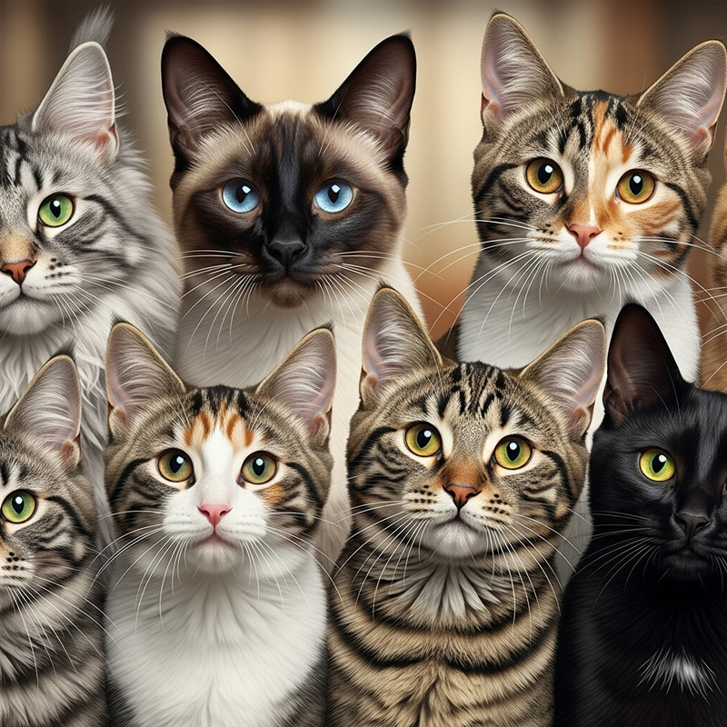 Frontal View Realistic Cats - Vibrant Cat Renderings Frontal View Realistic Cats - Vibrant Cat Renderings
