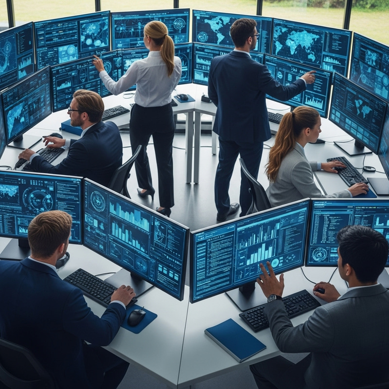 Diverse Cybersecurity Team in Action: Real-life Threat Hunting Scene Diverse Cybersecurity Team in Action: Real-life Threat Hunting Scene