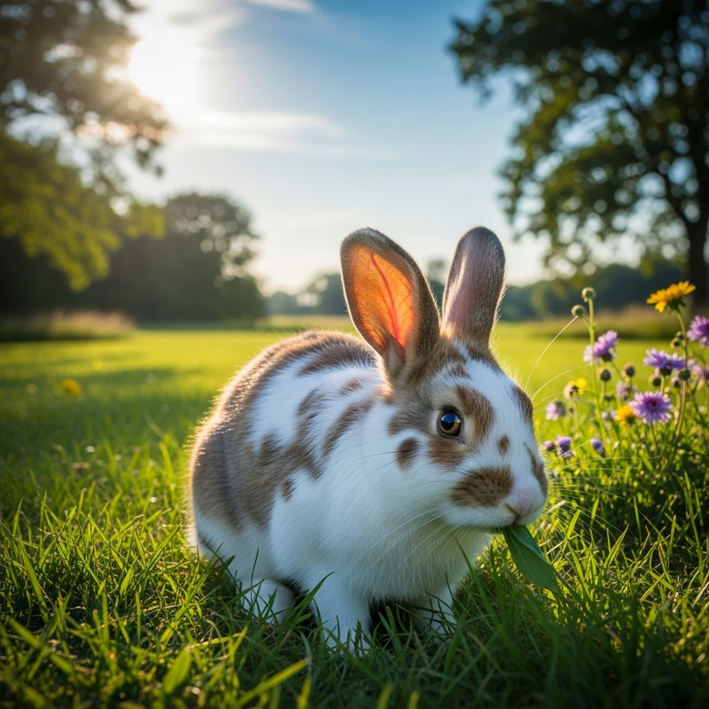 Adorable Rabbit Enjoying Fresh Green Grass in Serene Countryside Adorable Rabbit Enjoying Fresh Green Grass in Serene Countryside
