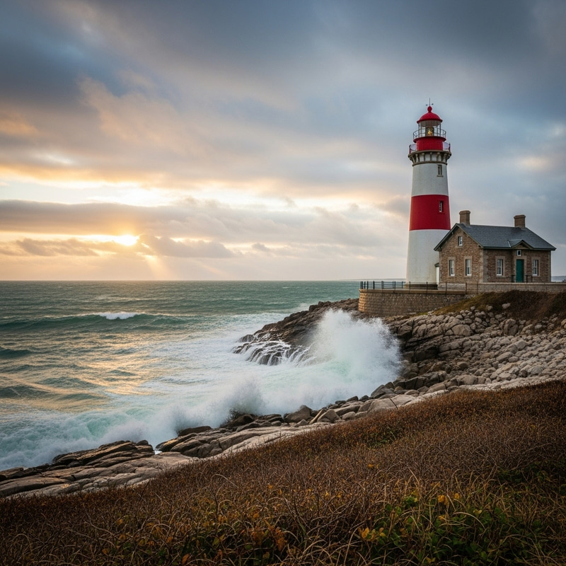 Majestic Lighthouse by the Seashore