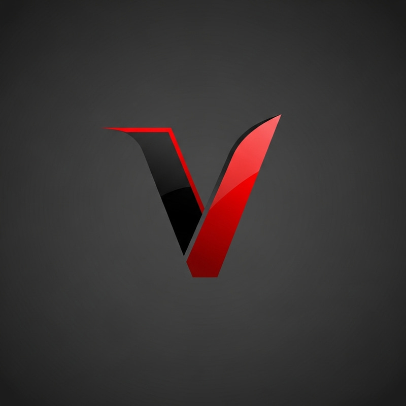 English Letter V Logo in Black and Red Colors English Letter V Logo in Black and Red Colors