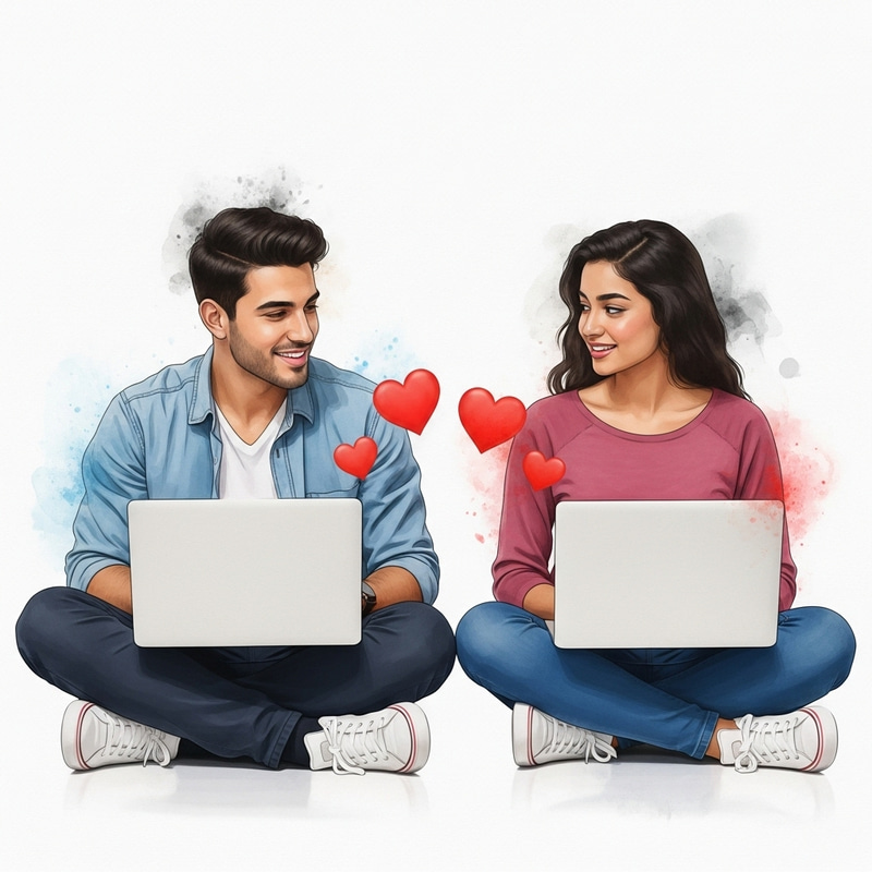 Virtual Romance: Young Adults Sharing Red Hearts Online