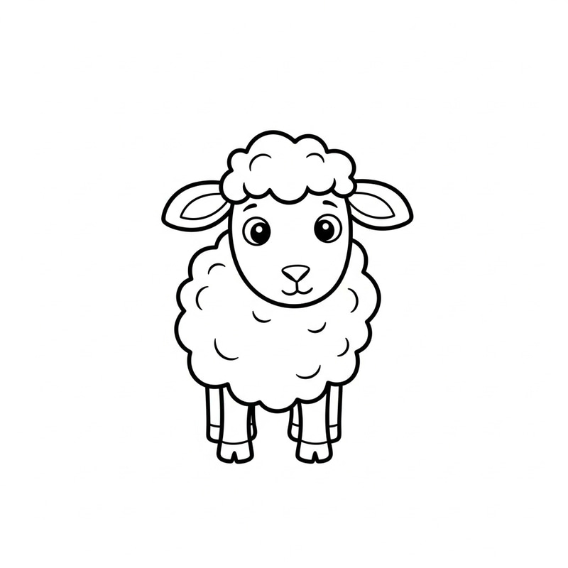 Simple Sheep Coloring Page for Young Children Simple Sheep Coloring Page for Young Children