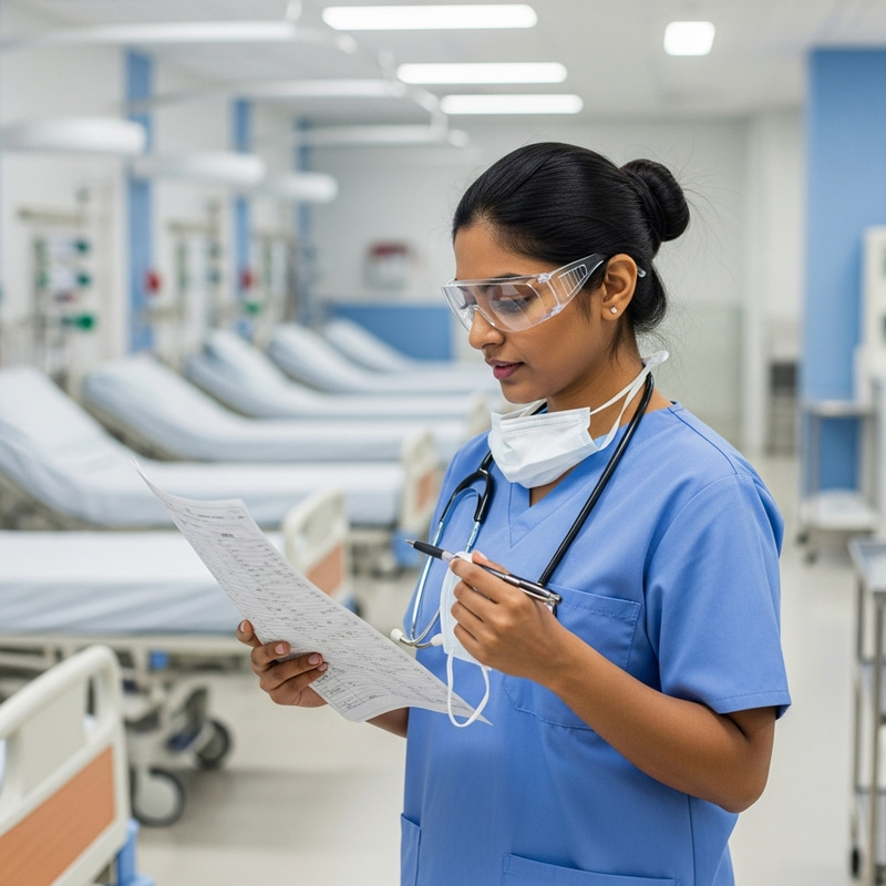Female South Asian Nurse in Blue Scrubs - Professional Image of Nurse Female South Asian Nurse in Blue Scrubs - Professional Image of Nurse