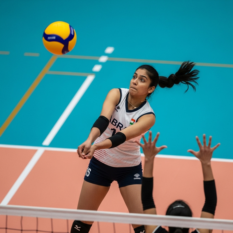 Skilled South Asian Volleyball Player in Action Skilled South Asian Volleyball Player in Action