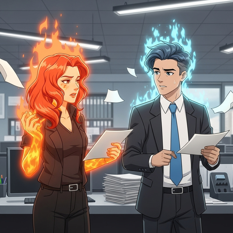 Amber vs Wade: Elemental Cartoon Office Argument Amber vs Wade: Elemental Cartoon Office Argument