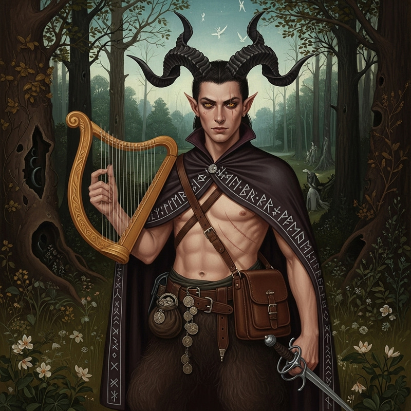 Enigmatic Satyr in Mystical Forest, Inspired by Bosch Paintings Enigmatic Satyr in Mystical Forest, Inspired by Bosch Paintings