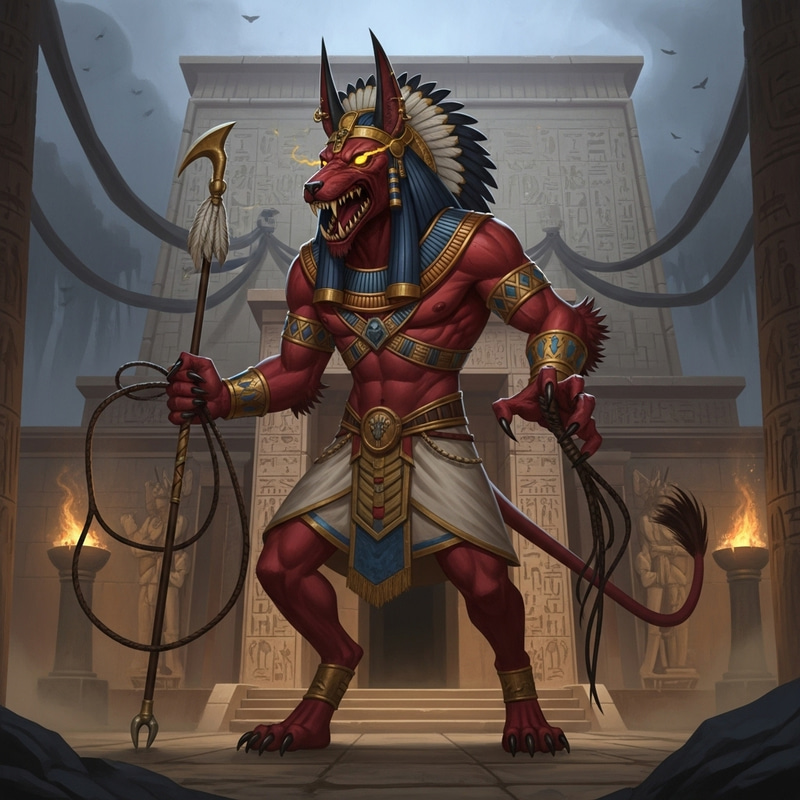 Ancient Egyptian Jackal-Lion Demon: Sinister Creature Description