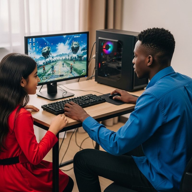 South Asian Girl and African Guy Gaming Together | Virtual Fun South Asian Girl and African Guy Gaming Together | Virtual Fun